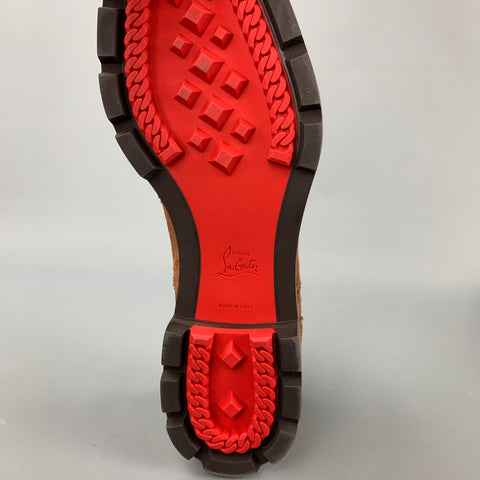 CHRISTIAN LOUBOUTIN Taille 11,5 Chaussures à lacets en daim perforé marron
