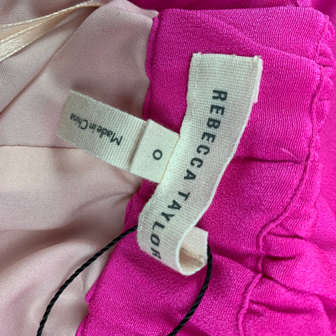 REBECCA TAYLOR Size XS Pink Silk Off-Shoulder Dress