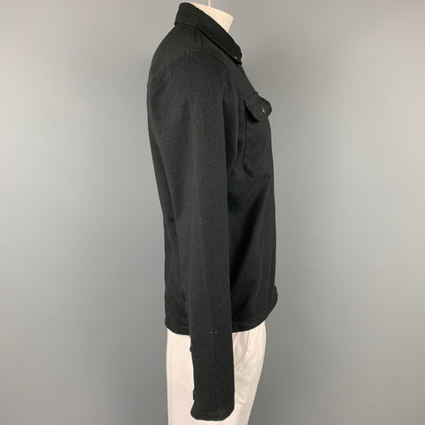 CHROME Size L Black Polyester Blend Zip Up Jacket