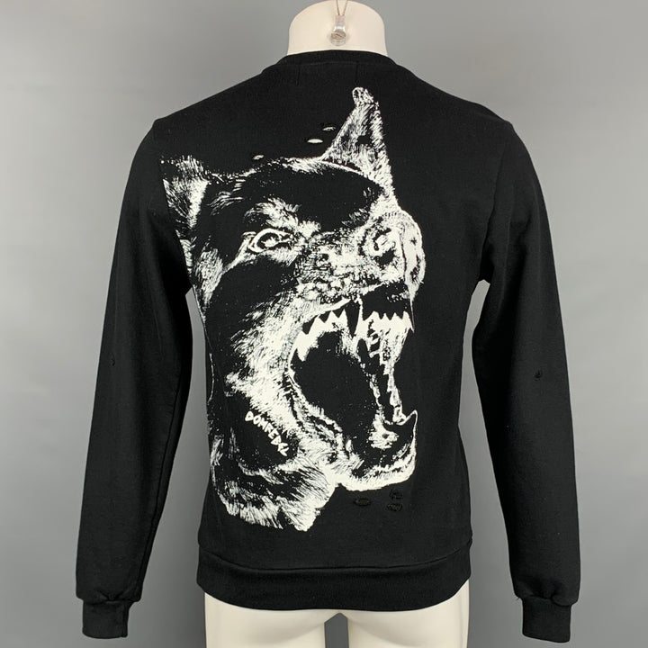DOMREBEL Size S Black & White Graphic Cotton Crew-Neck Sweatshirt