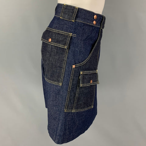 COMME des GARCONS GANRYU Size M Indigo Contrast Stitch Cotton Kilts & Skirts