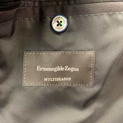 ERMENEGILDO ZEGNA Size 42 Long Black Wool Peak Lapel Tuxedo
