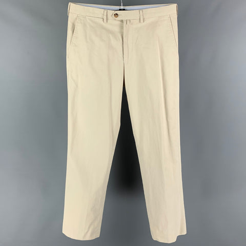 FACONNABLE Size 33 Khaki Stone Cotton Flat Front Casual Pants