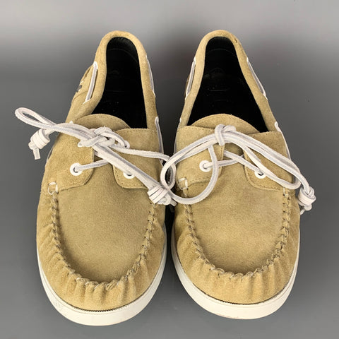 LOEWE Size 11 Natural Leather Boat Shoe Loafers