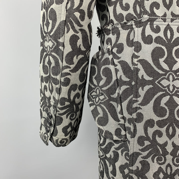COMME des GARCONS HOMME PLUS Size S Grey & Black Jacquard Polyester / Cotton Coat