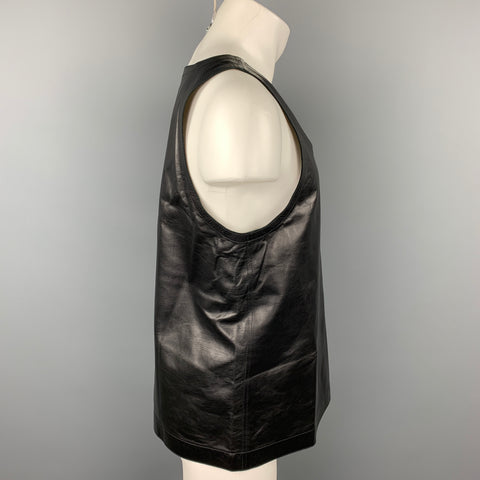 DRIES VAN NOTEN S/S 20 Size L Black Leather Side Zipper Tank Top