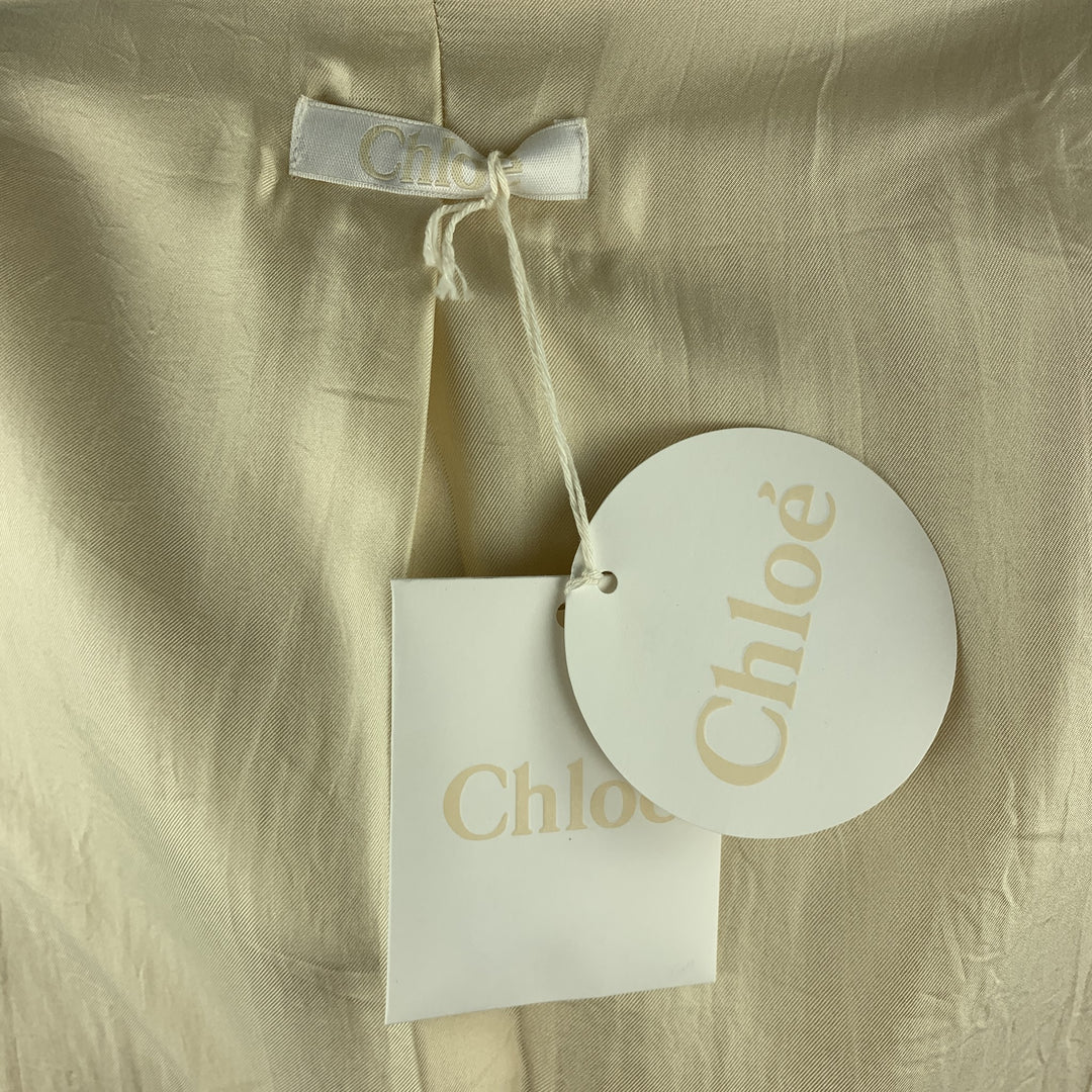 CHLOE Size 8 Cream Silk Blend Shawl Collar Blazer
