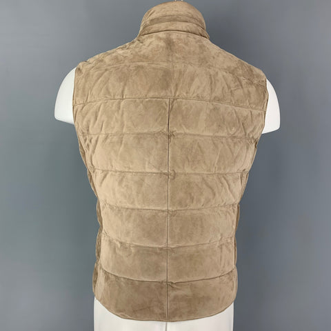 BRUNELLO CUCINELLI Size M Beige Suede Padded Vest