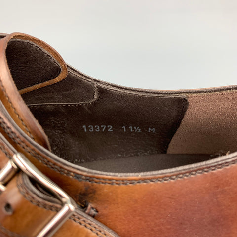BERGDORF GOODMAN Size 11.5 Brown Antique Leather Double Monk Strap Loafers