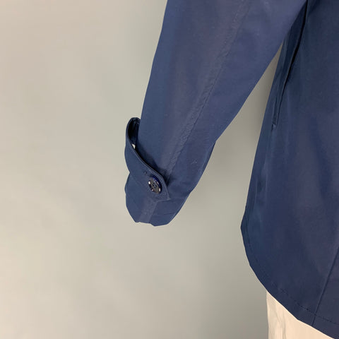 EREDI PISANO Size L Navy Cotton Buttoned Hooded Coat