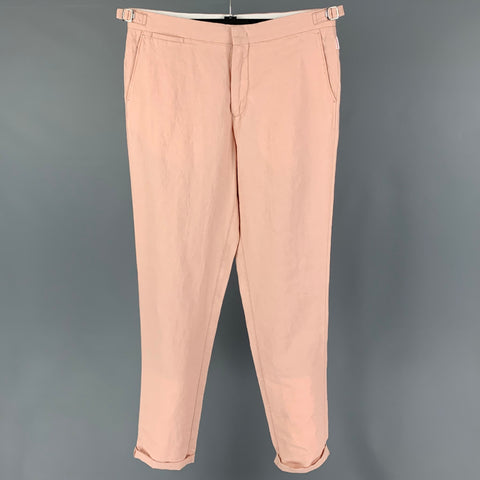 ORLEBAR BROWN Talla 32 Pantalón delantero plano de algodón rosa