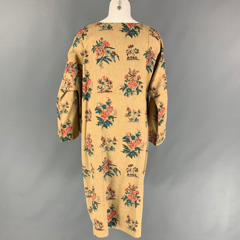 45rpm Size S Khaki & Green Floral Linen / Cotton Oversized Dress