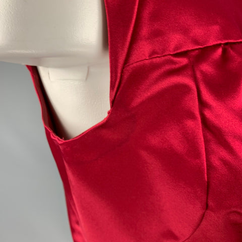 PRADA Talla 10 Top de vestido sin mangas plisado de seda roja