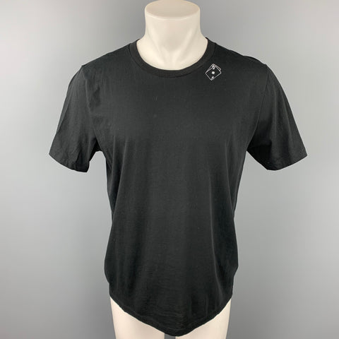 SAINT LAURENT Size M Black Graphic Cotton Crew-Neck T-shirt