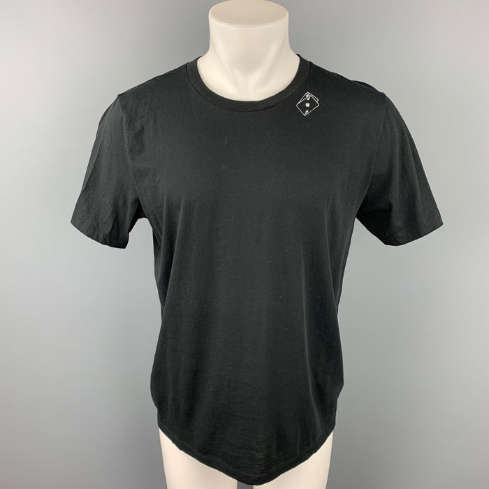 SAINT LAURENT Size M Black Graphic Cotton Crew-Neck T-shirt