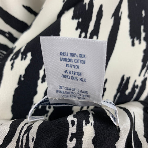 OSCAR DE LA RENTA SS 11 Size 10 Black White Silk Print Sleeveless Sheath Dress