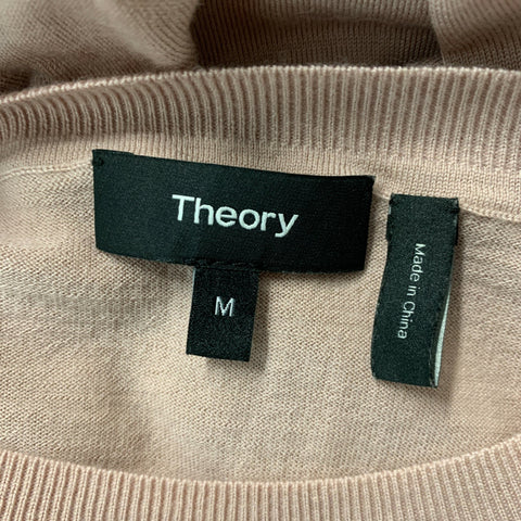 THEORY Size M Pink Solid Wool Short Sleeve T-shirt