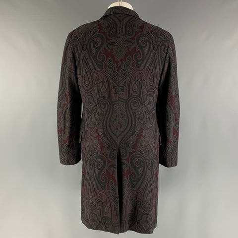 ETRO Taille 40 Manteau en laine polyamide gris bordeaux Paisley