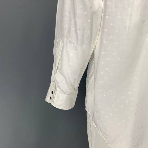 Vintage THIERRY MUGLER Size XL White Star Print Cotton Long Sleeve Shirt