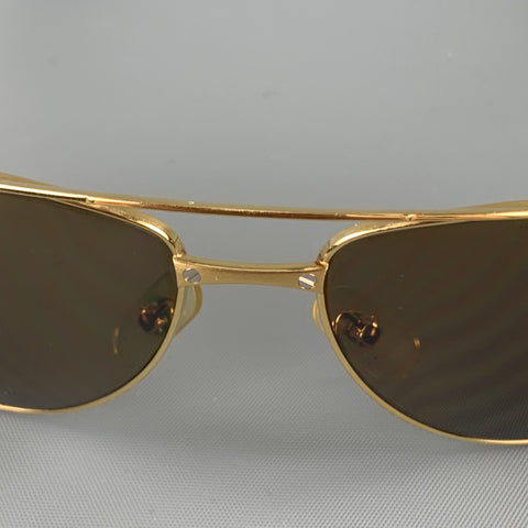 CARTIER Gold Tone Bushed Metal Edition Santos - Dumont Sunglasses