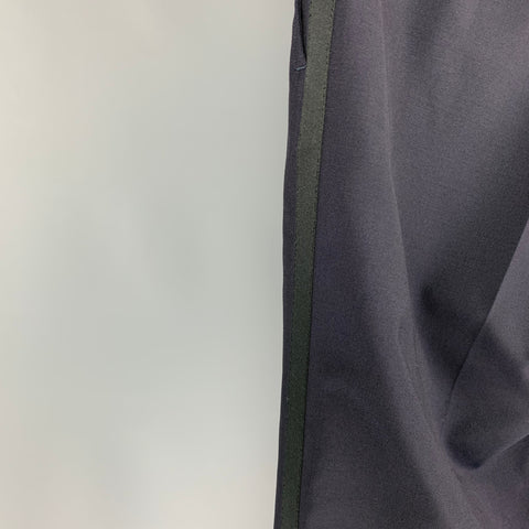 VALENTINO Talla 32 Pantalón de vestir de esmoquin de mohair de lana negro azul marino