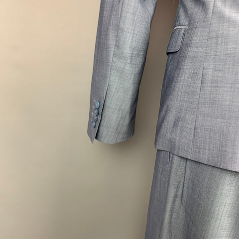 DOLCE & GABBANA Martini Size 40 Regular Steel Blue & Grey Heather Wool Notch Lapel Suit