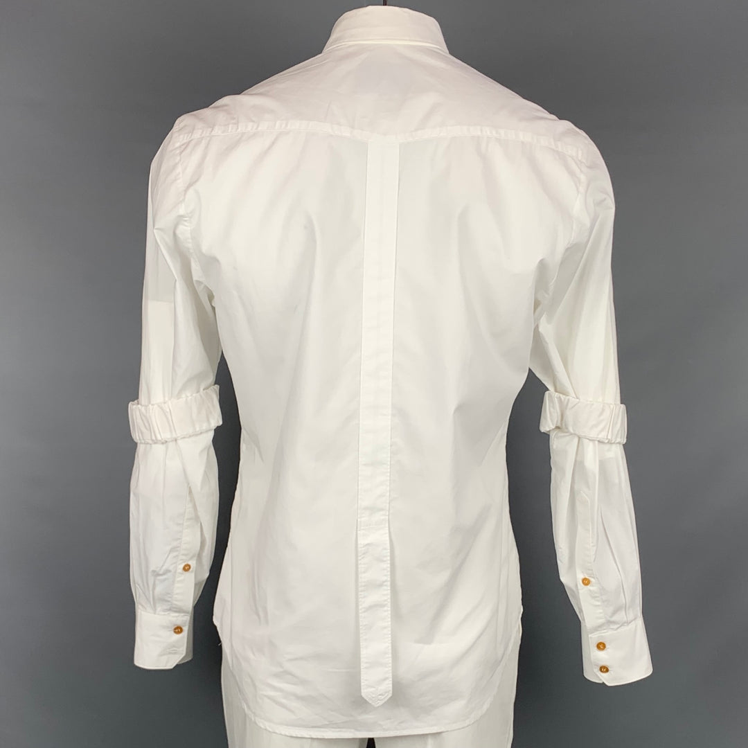 VIVIENNE WESTWOOD Taille L Chemise à manches longues boutonnée en coton appliqué blanc