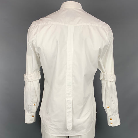 VIVIENNE WESTWOOD Size L White Applique Cotton Button Down Long Sleeve Shirt