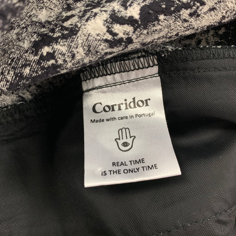 CORRIDOR Size S Black White Marbled Cotton Notch Lapel Suit