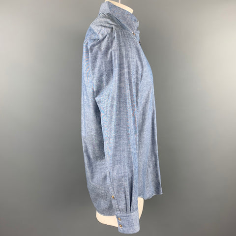 HAMILTON Size XL Blue Chambray Button Down Long Sleeve Shirt