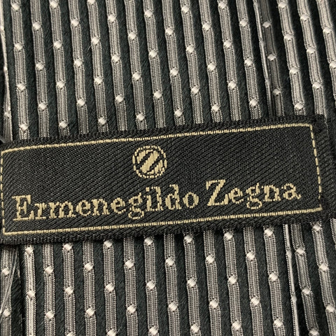 ERMENEGILDO ZEGNA Silver Pattern Silk Tie