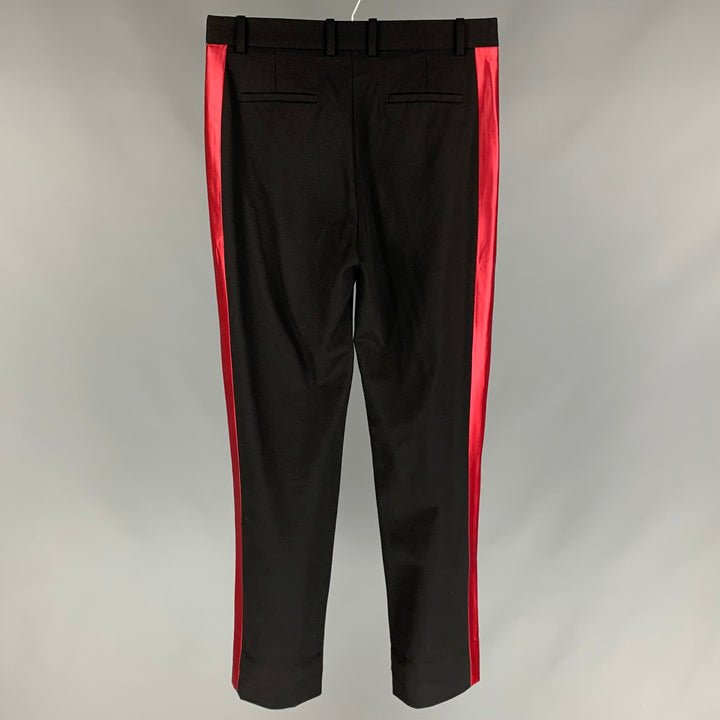 THE KOOPLES Size 31 Black & Red Wool Tuxedo Dress Pants