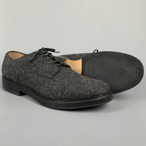 GIORGIO ARMANI Size 10.5 Charcoal Textured Wool Lace Up Shoes