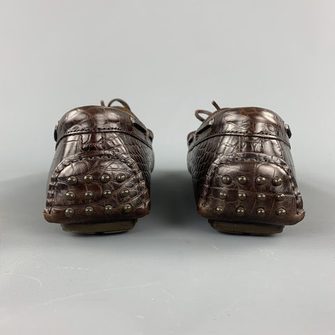 COLE HAAN Size 9 D Brown Embossed Leather Driver Loafers