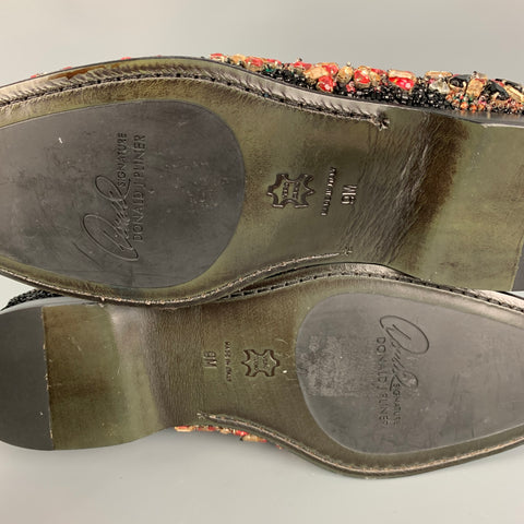 DONALD J PLINER SIGNATURE Size 9.5 Multi-Color Encrusted Leather Slip On Loafers