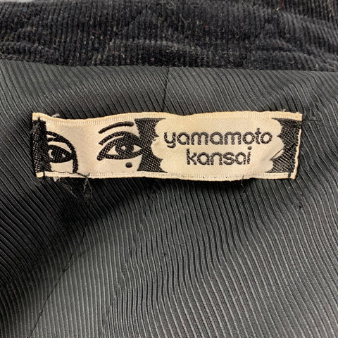 Vintage KANSAI YAMAMOTO Size M Black Wool Zipper Trim Belted Coat