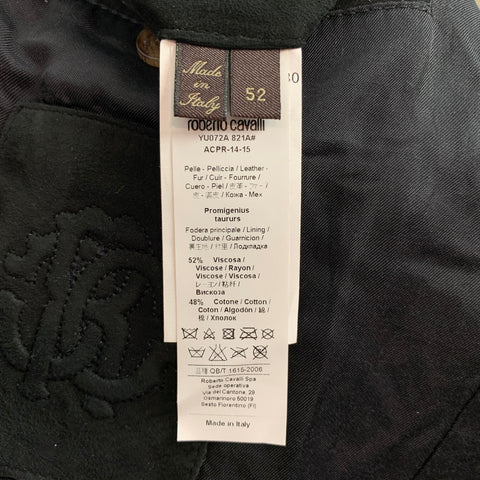 ROBERTO CAVALLI Size 42 Gold & Black Laser Pony Jacquard Leather Shawl Collar Sport Coat