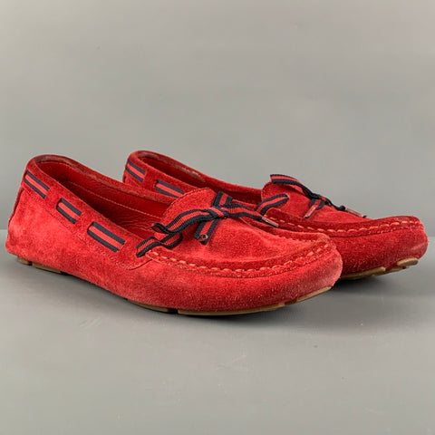 Vintage GUCCI Tamaño 7 Rojo Azul Marino Cinta Conductores Pisos