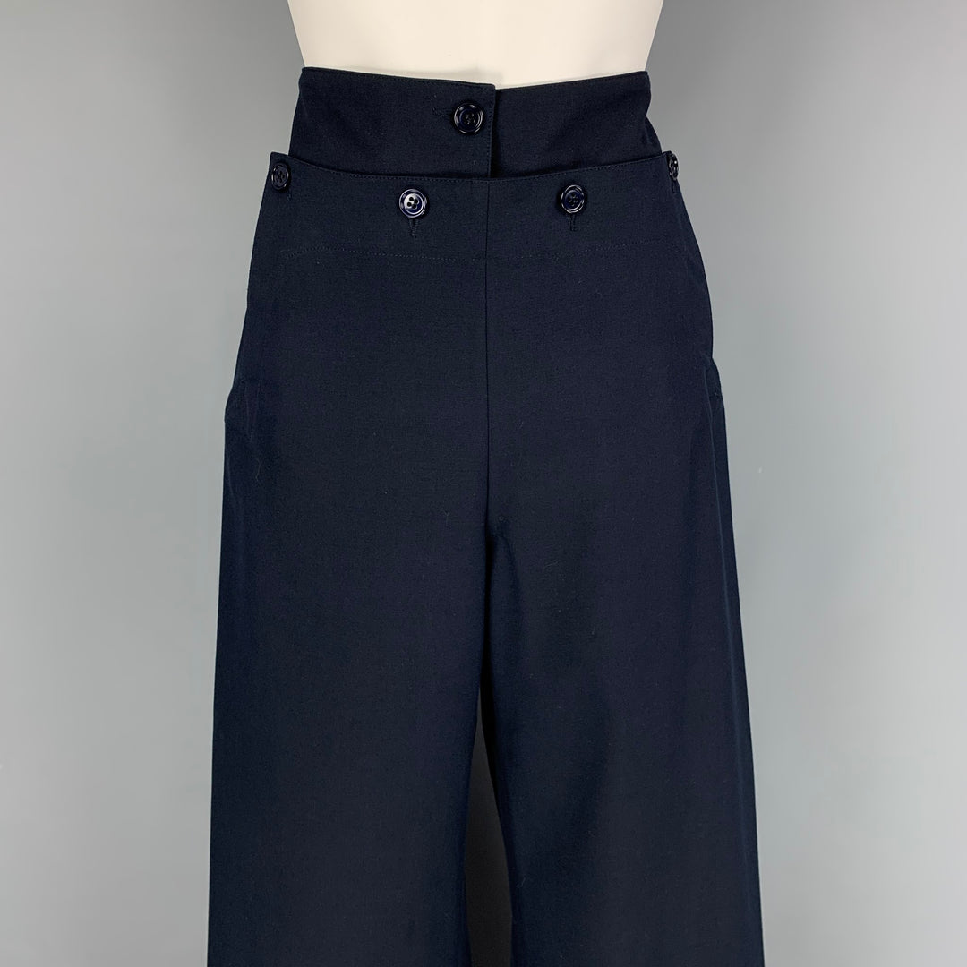 DRIES VAN NOTEN Size 4 Navy Cotton Blend Wide Leg Sailor Dress Pants