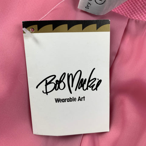BOB MACKIE Taille S Rose Blanc Veste En Coton Brodé Blazer