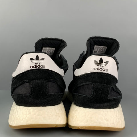 ADIDAS Size 9.5 Black White Suede Sneakers