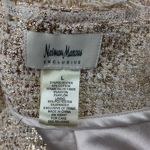 NEIMAN MARCUS Abrigo de tweed en mezcla de poliéster dorado y crema Talla L