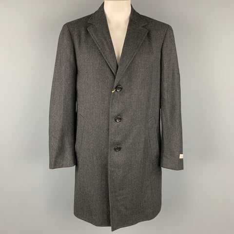 CANALI Kei Size 46 Grey & Black Diagonal Stripe Wool Notch Lapel Coat