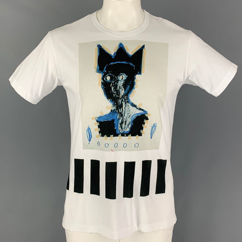 COMME des GARCONS SHIRT x JEAN-MICHEL BASQUIAT Size M White Black Graphic Cotton T-shirt