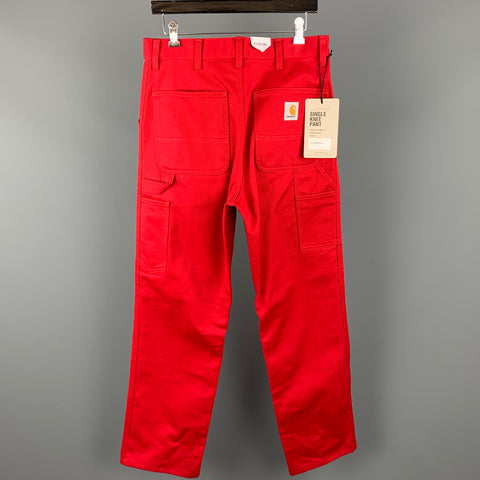 CARHARTT Size 30 Red Solid Cotton Zip Fly Casual Pants
