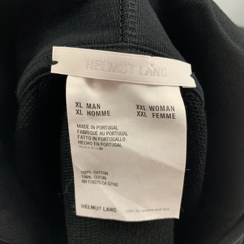 HELMUT LANG L'APOCALYPSE JOYEUSE 1986 Size XL Black White Cotton Hooded Sweatshirt