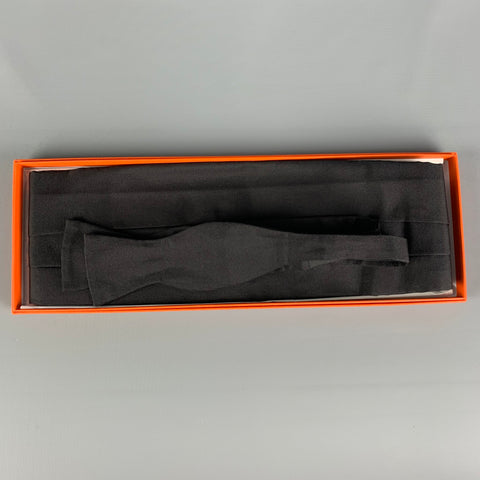 HERMES Black Silk Cummerbund & Bow Tie Set