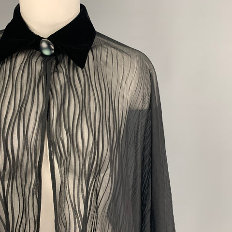 GIORGIO ARMANI Taille Unique Écharpe boutonnée texturée en soie noire