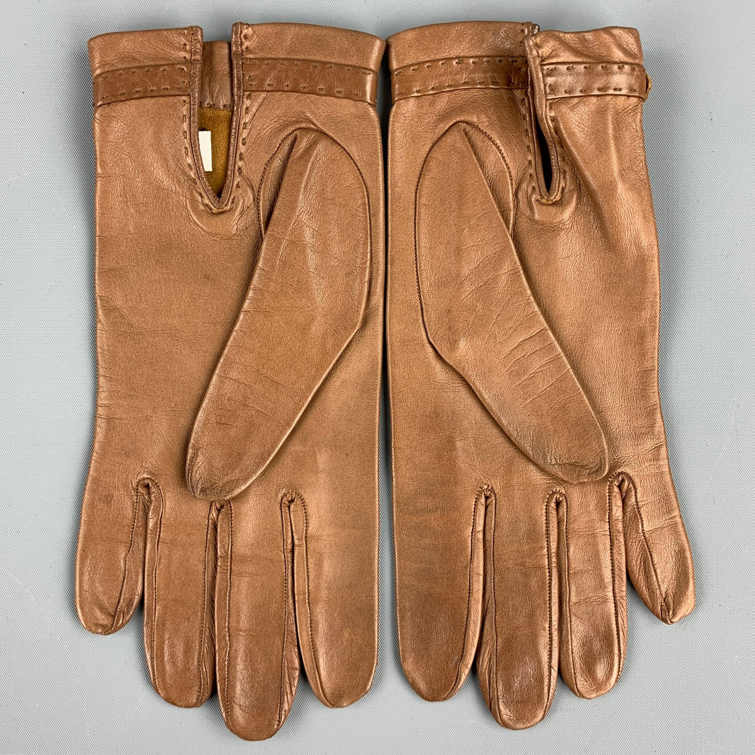 LOEWE Tan Leather Gold Buckle Gloves