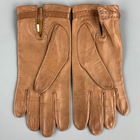 LOEWE Tan Leather Gold Buckle Gloves